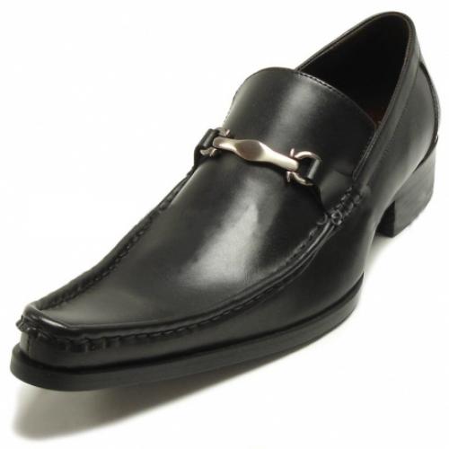 Fiesso Black Genuine Leather Loafer Shoes With Bracelet FI6649